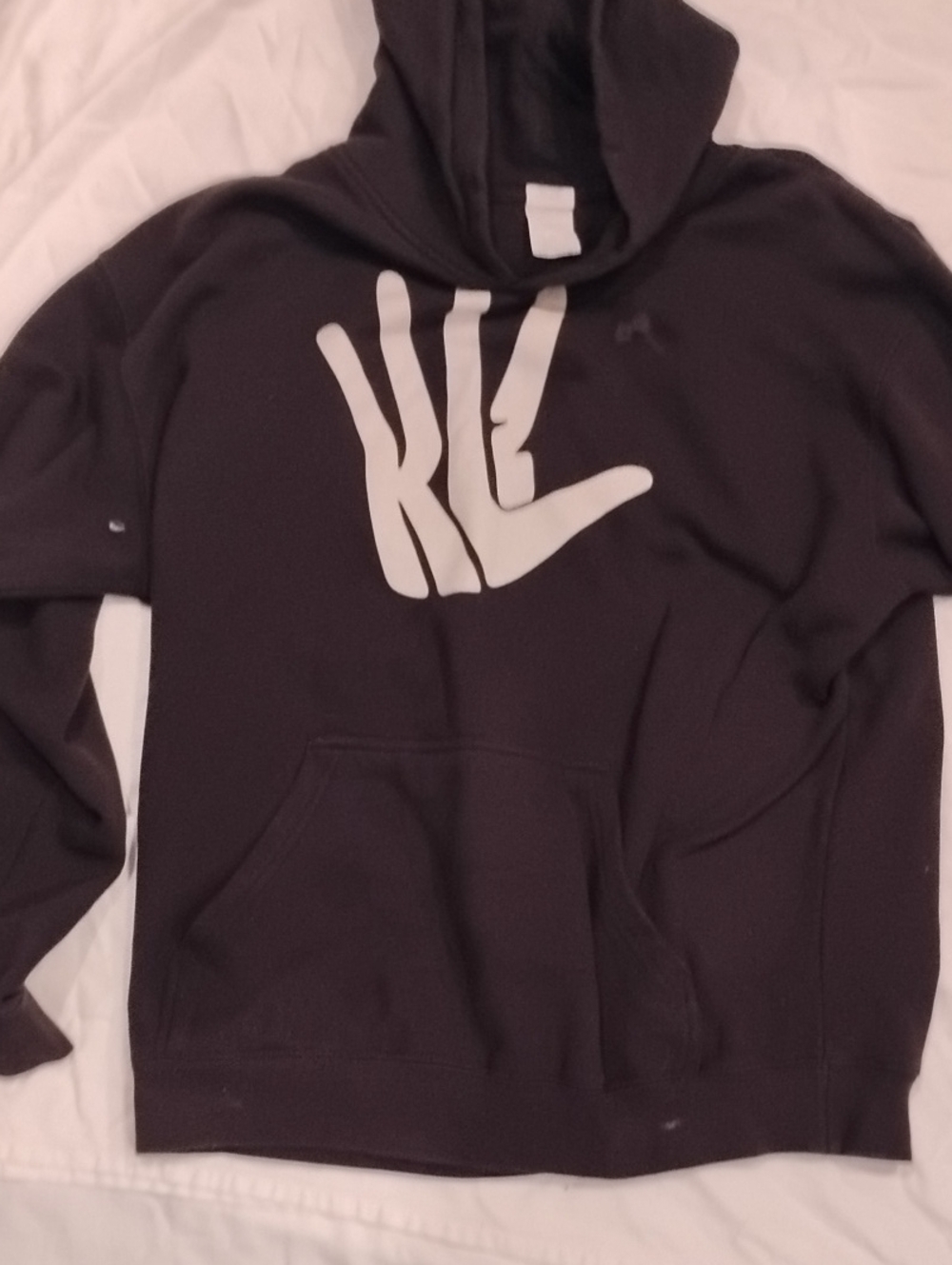 NBA Black Crewneck Hoodie with White Hand Graphic Kawaii Leonard Klaw
